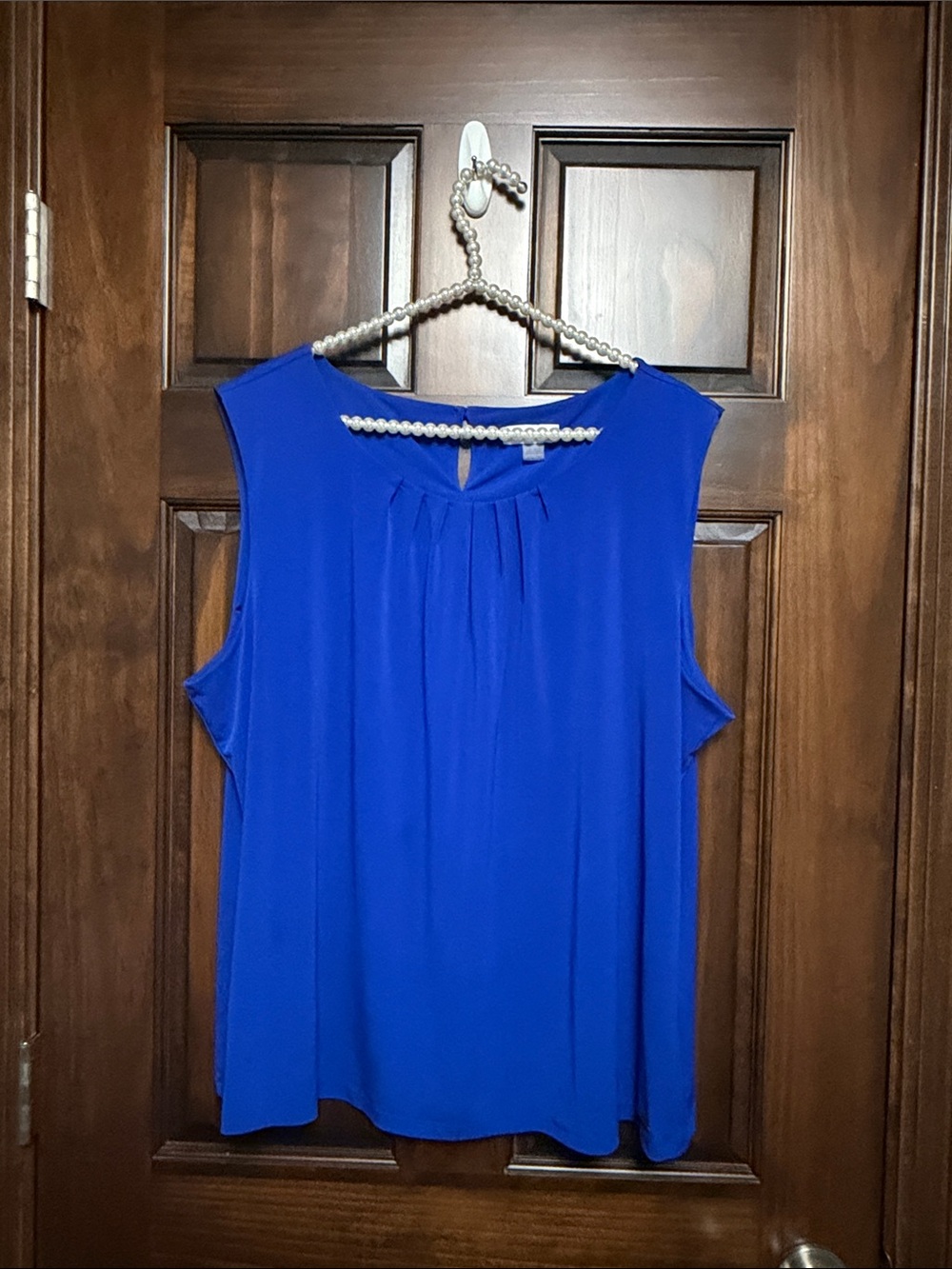 Calvin Klein Royal Blue Sleeveless Pleated Shell